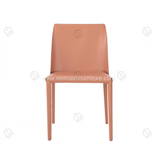 Orange saddle leather high density foam dining chairs